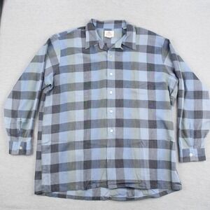 Vintage Donegal Neva-Press Long Sleeve Button Shirt Mens XL 17-17.5 Blue Plaid